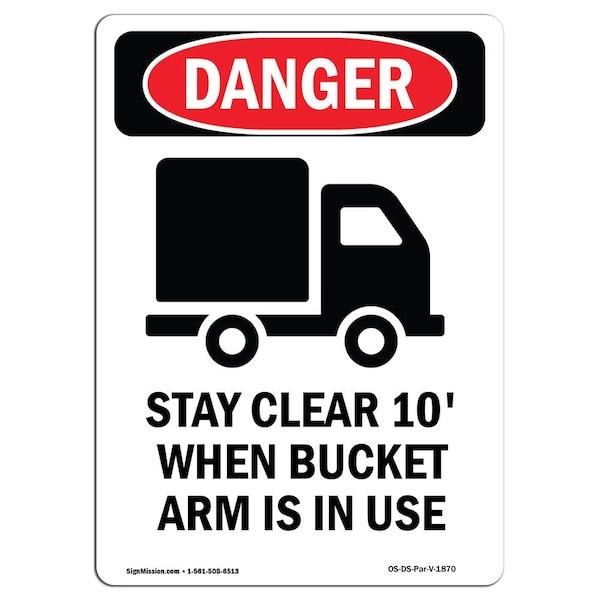 Signmission OSHA Danger Sign, Stay Clear 10' When, 5in X 3.5in Decal, 3.5" W, 5" L, Portrait OS-DS-D-35-V-1870 - main